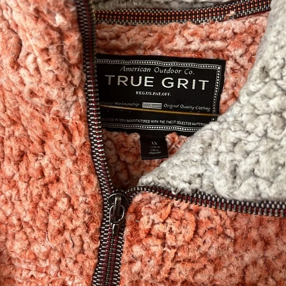 True Grit orange Sherpa pullover - Picture 2 of 4
